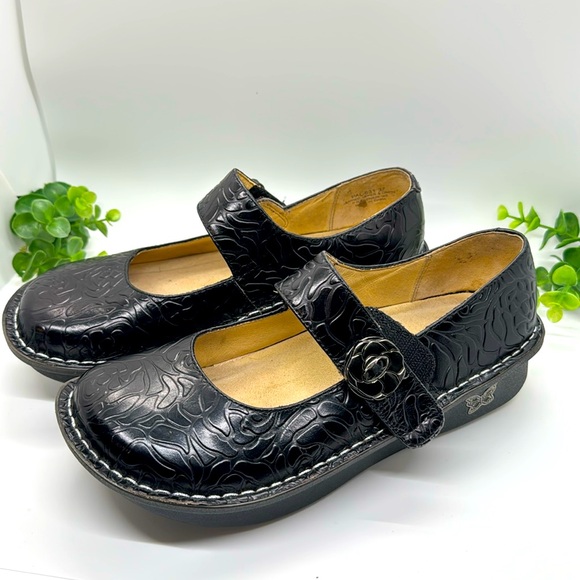 Alegria Clog Women’s Alegria Paloma Black Embossed Rose PAL-531 Size 37 (7-7.5) - Picture 1 of 7